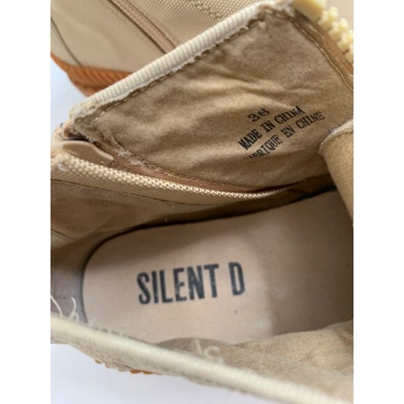 Anthro Silent D Beige Canvas High Top Zip Ankle Boots Size 5 Lug 8121 - Picture 4 of 11